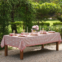 Wild Garden Block Print Tablecloth - Antique Rose