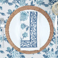 English Rose Block Print Napkins - French Blue | Set of 4