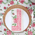 English Rose Block Print Napkins - Pink | Set of 4