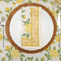 English Rose Block Print Napkins - Yellow | Set of 4