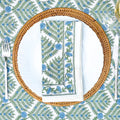 Family Tree Block Print Napkins - Blue/Green | Set of 4