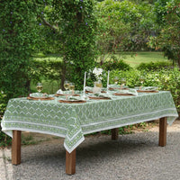 Family Tree Block Print Tablecloth - Green