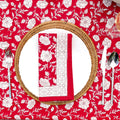 Garden Poppy Block Print Napkins - Red | Set of 4