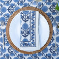 Marigold Dance Block Print Napkins - Blue | Set of 4