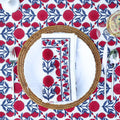 Marigold Dance Block Print Napkins - Red/Indigo | Set of 4